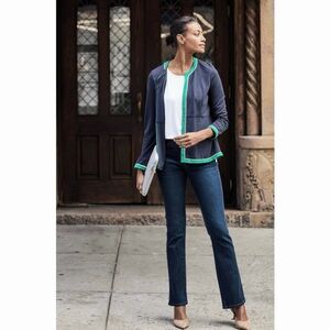 J. Jill Wearever Women M Jersey Jacket Blue NWT Travel-Friendly Smart Casual